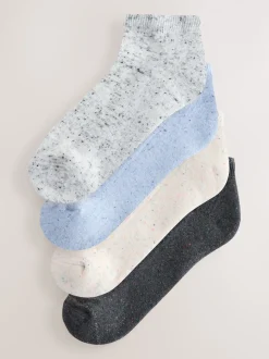 Blauw - Set van 4 paar sokken met kussenzool
