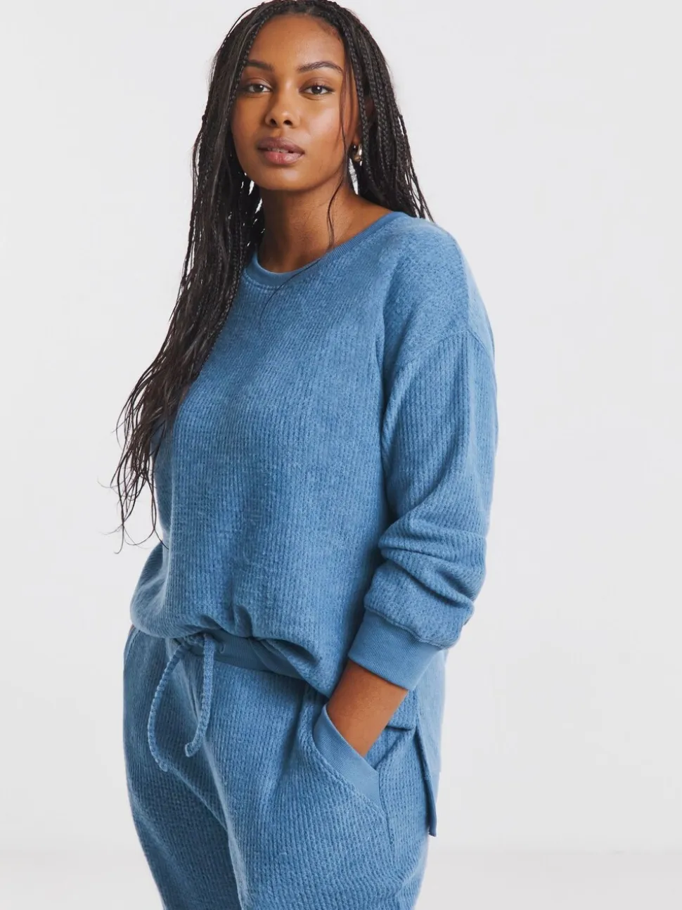 Blauw - Simply Be Pretty Secrets Brushed Waffle Lounge Pyjamas