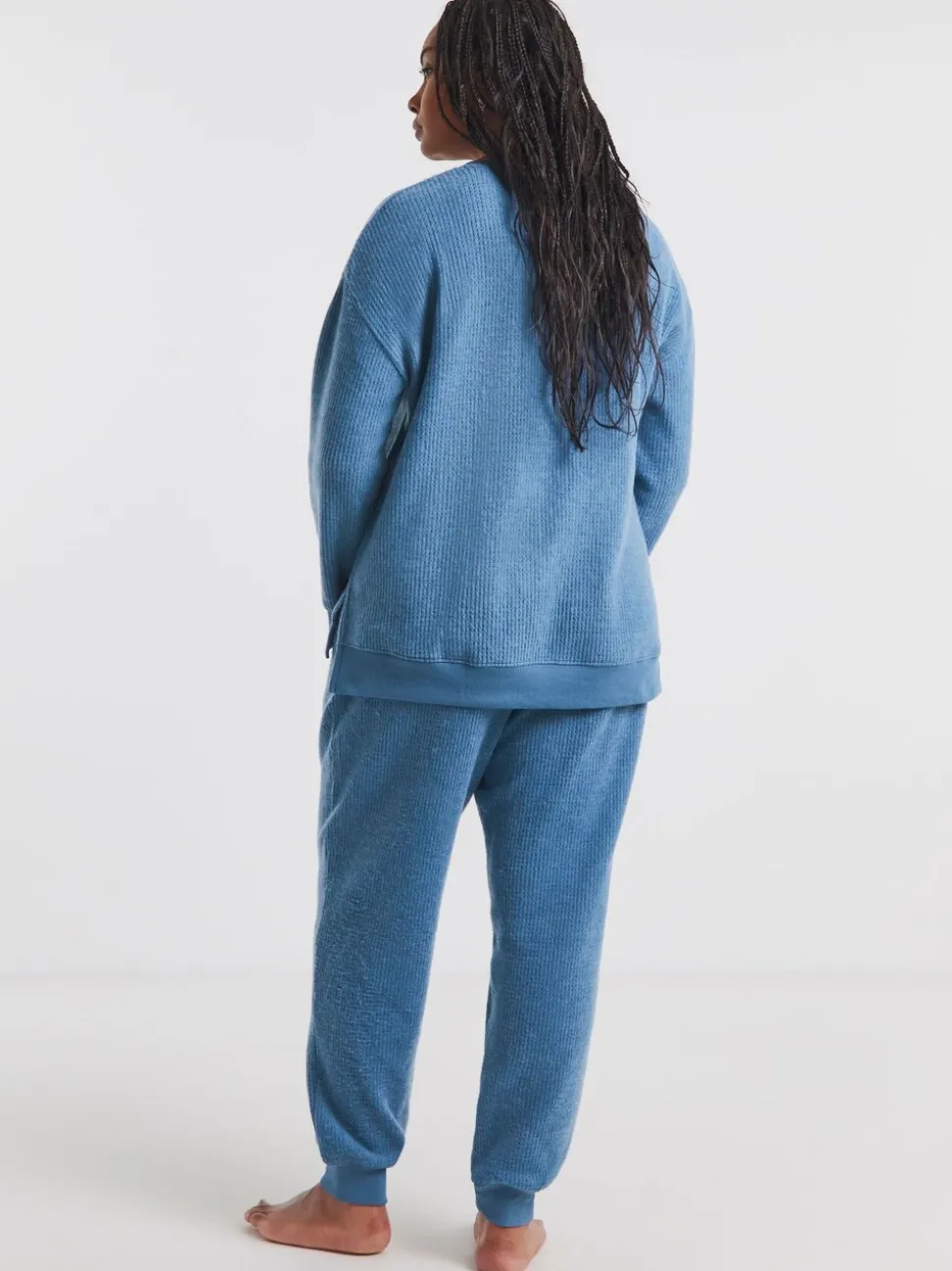 Blauw - Simply Be Pretty Secrets Brushed Waffle Lounge Pyjamas