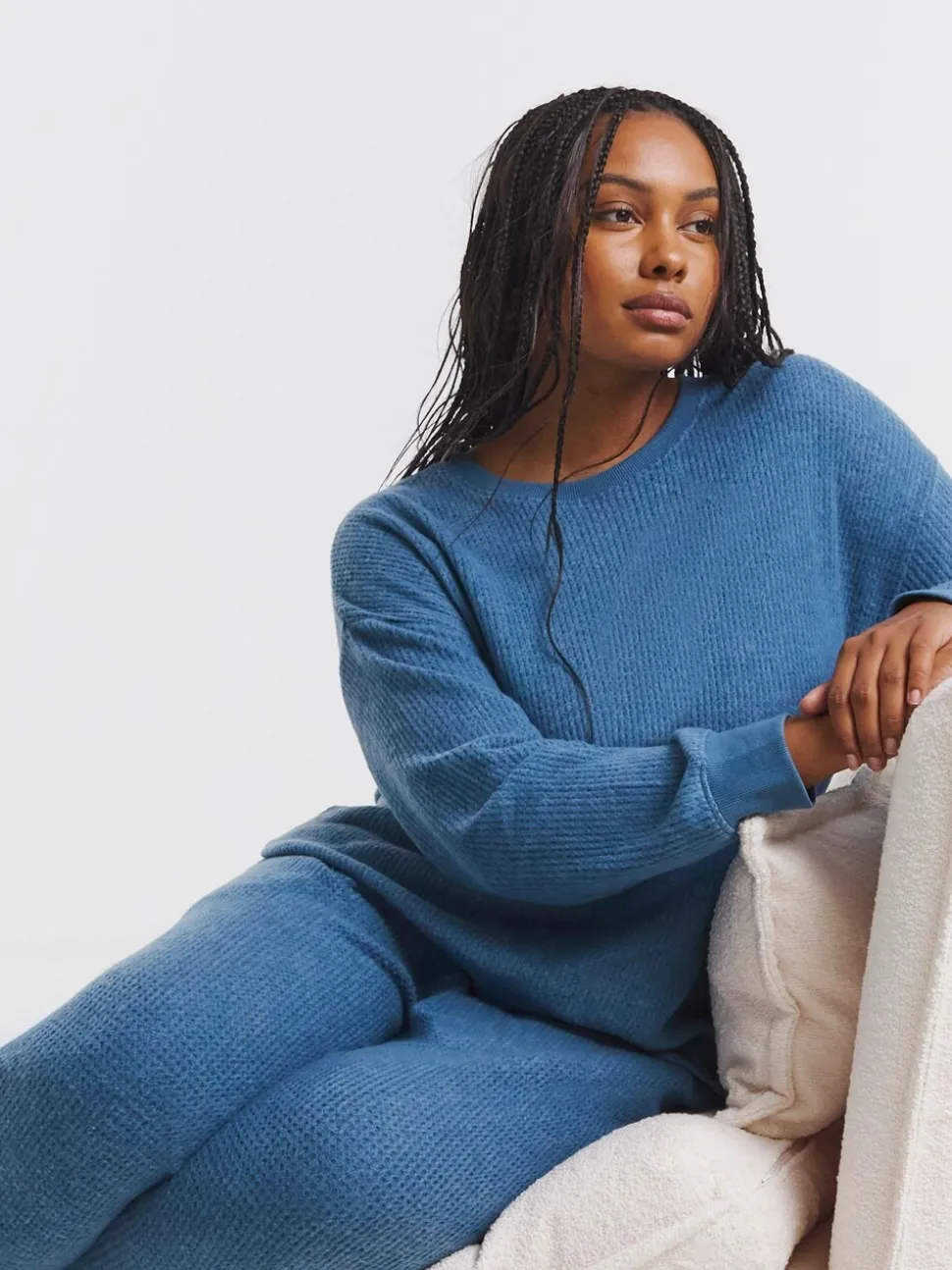 Blauw - Simply Be Pretty Secrets Brushed Waffle Lounge Pyjamas