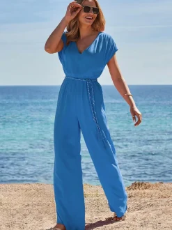 Blauw - Sosandar Tassel Belted Jumpsuit