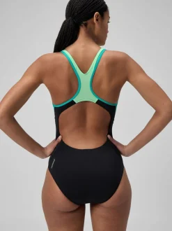 Blauw - Speedo - Laneback badpak met inzetstukken