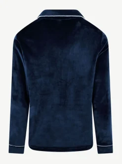 Blauw - The Little Tailor luxe kerstpyjama van zacht aanvoelend velours