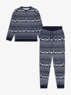 Blauw - The Little Tailor kerstpyjama met rendier