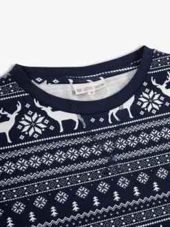 Blauw - The Little Tailor kerstpyjama met rendier