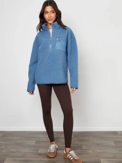Blauw - Threadbare borgfleece met korte rits