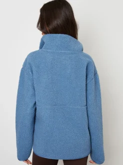 Blauw - Threadbare borgfleece met korte rits