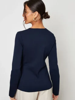 Blauw - Threadbare Cinched Knitted Button Up Cardigan