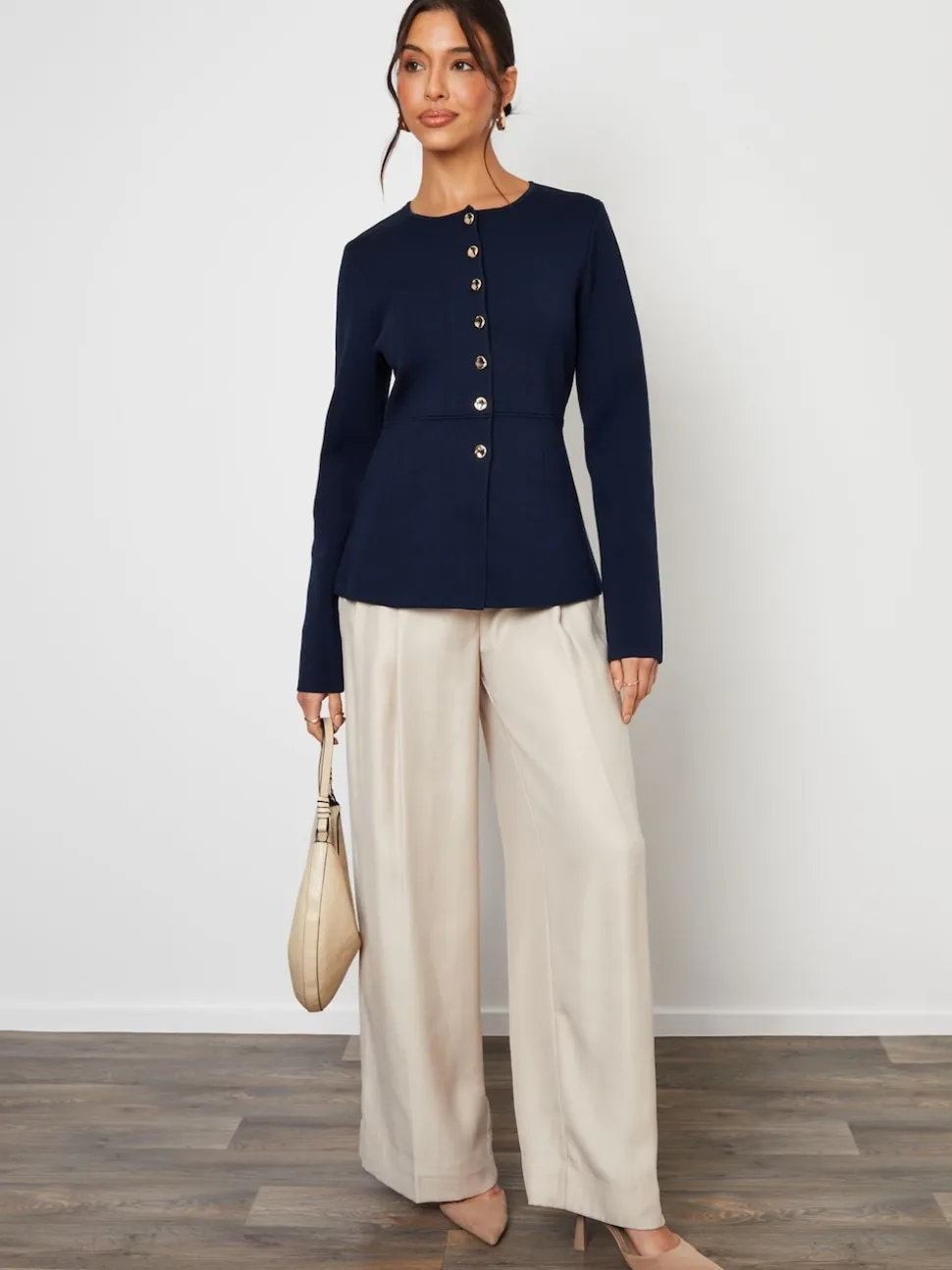 Blauw - Threadbare Cinched Knitted Button Up Cardigan