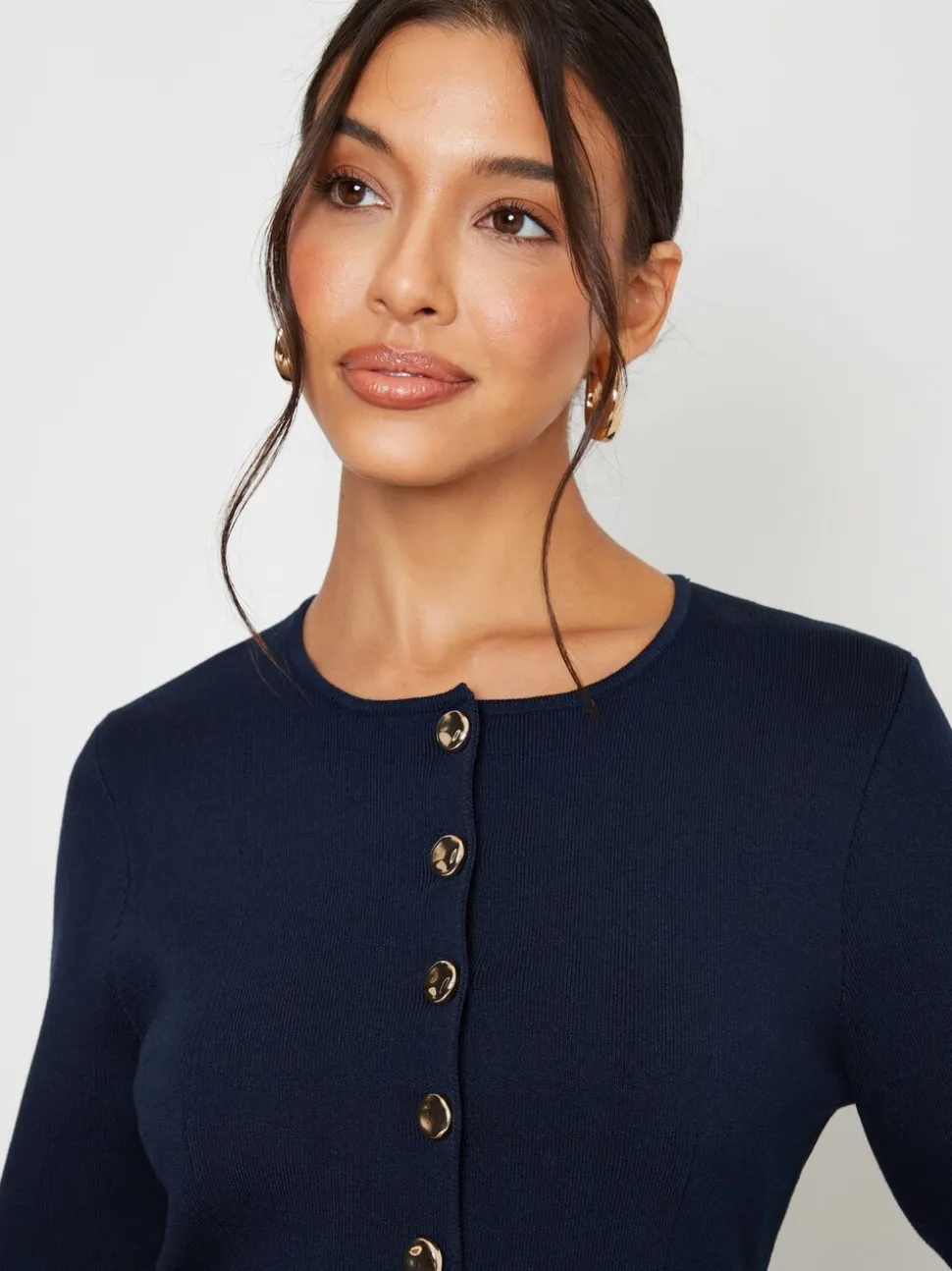 Blauw - Threadbare Cinched Knitted Button Up Cardigan