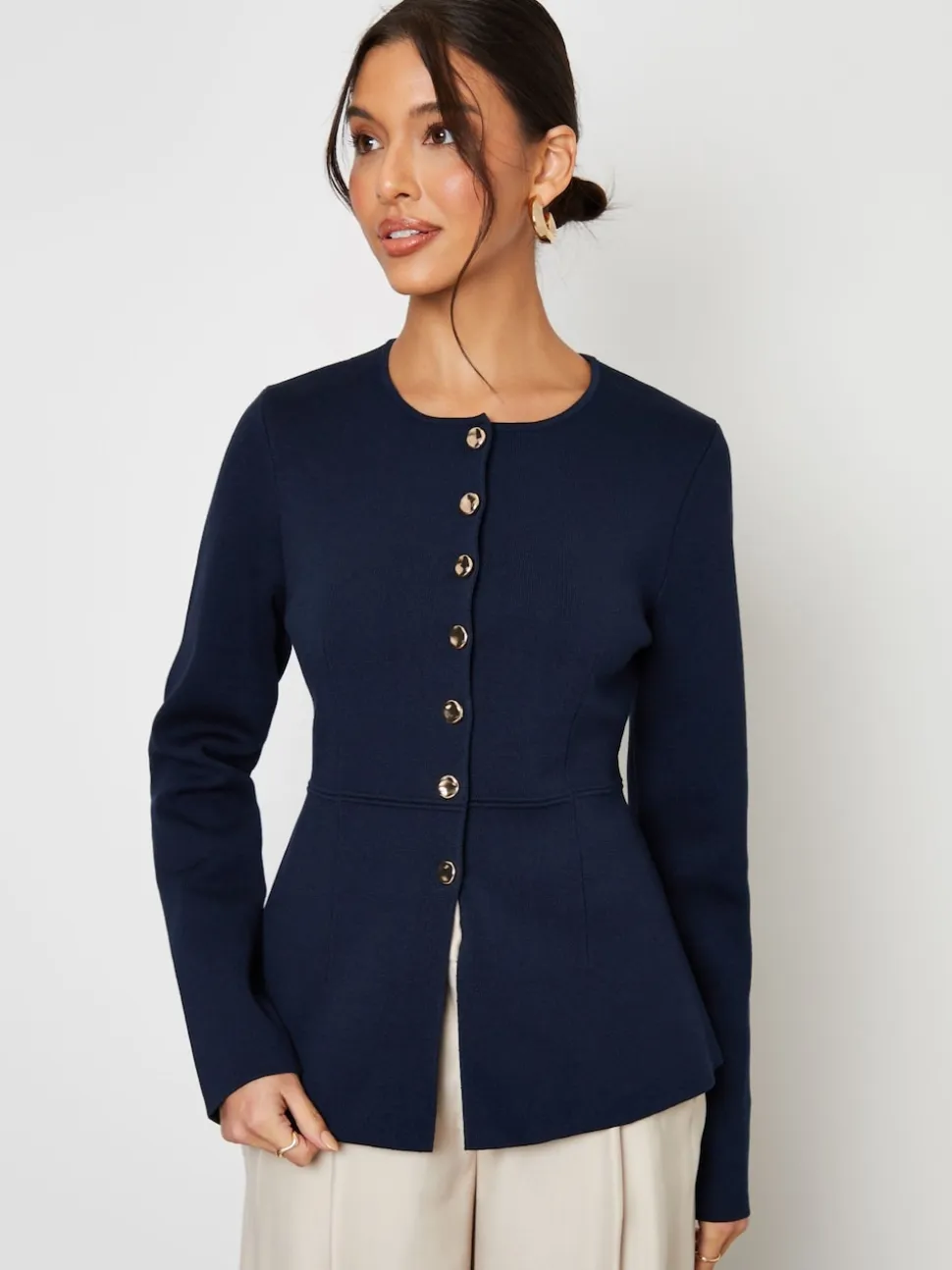 Blauw - Threadbare Cinched Knitted Button Up Cardigan