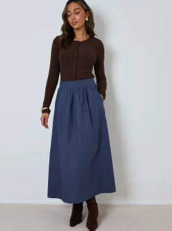 Blauw - Threadbare Midi rok met zakken