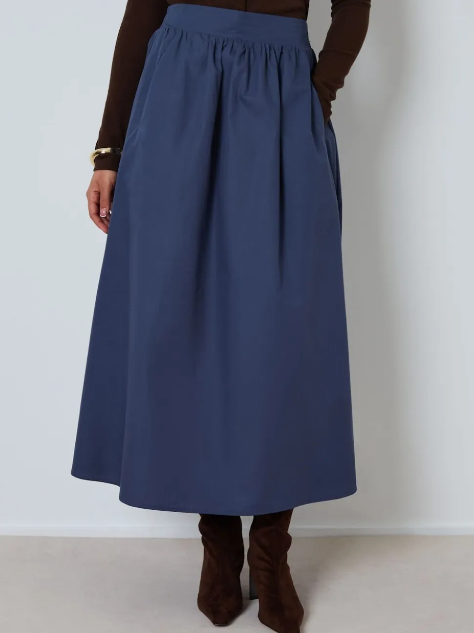 Blauw - Threadbare Midi rok met zakken