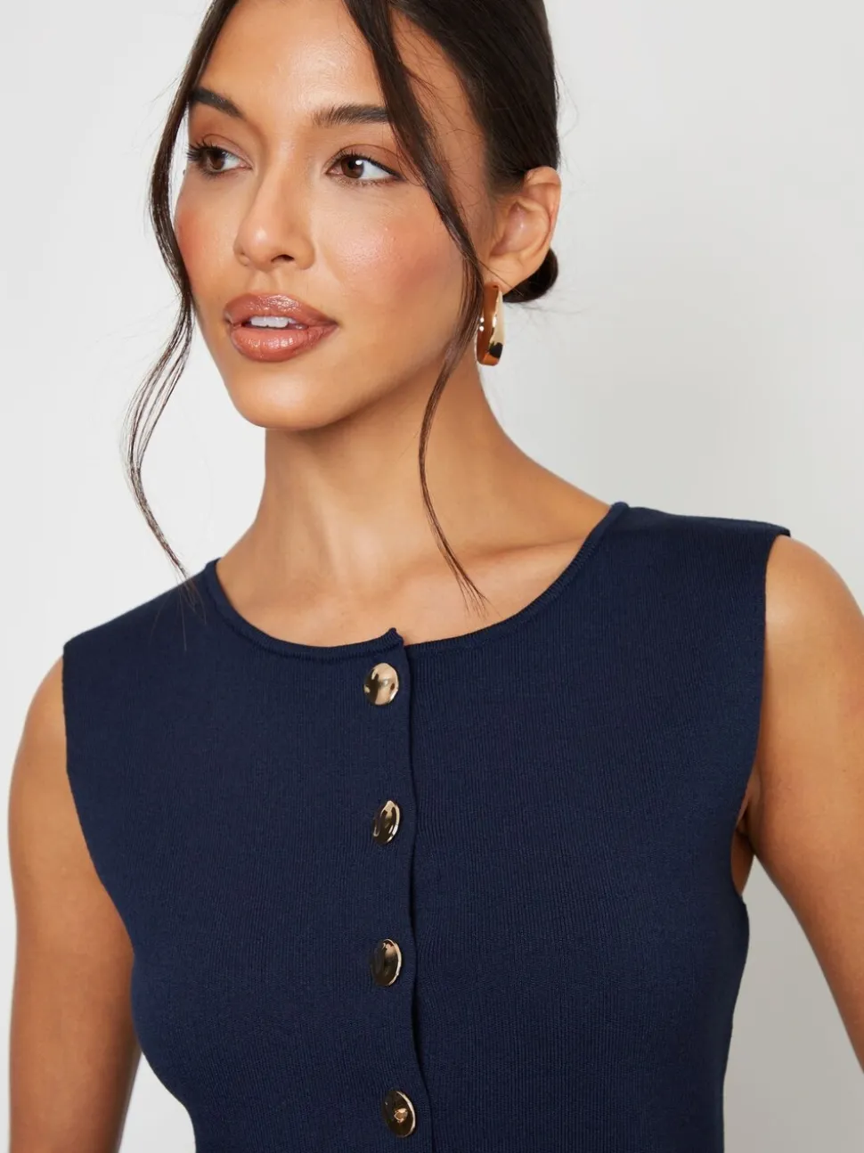 Blauw - Threadbare Ribbed Knitted Waistcoat