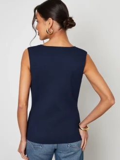Blauw - Threadbare Ribbed Knitted Waistcoat