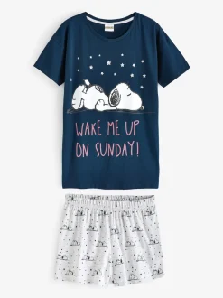 Blauw - Vanilla Underground Snoopy Korte Broek Pyjama's Set
