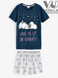 Blauw - Vanilla Underground Snoopy Korte Broek Pyjama's Set