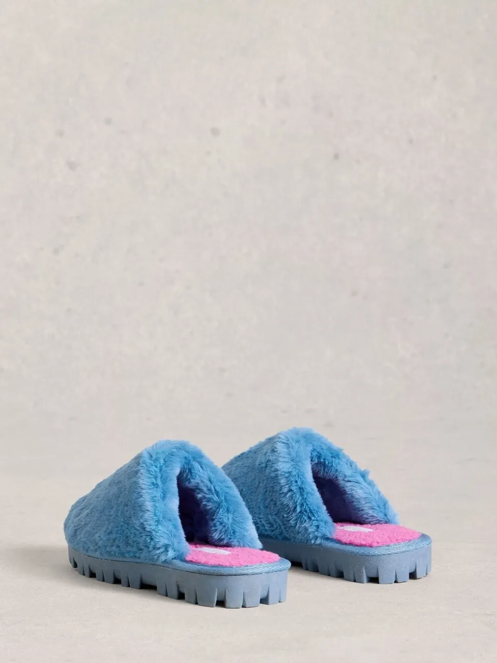 Blauw - White Stuff - Pantoffelmuiltjes met imitatiebont