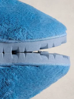 Blauw - White Stuff - Pantoffelmuiltjes met imitatiebont