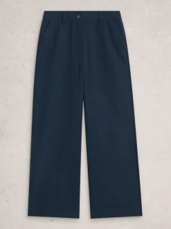 Blauw - White Stuff Belle broek met wijde pijpen en tweedachtige look