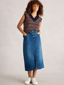 Blauw - White Stuff Tia Denim Midi Skirt