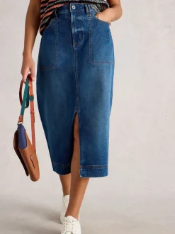 Blauw - White Stuff Tia Denim Midi Skirt