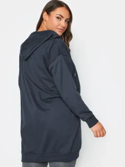 Blauw - Yours - Curve - Lange hoody met rits