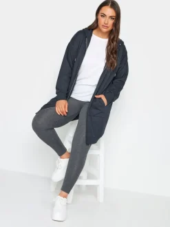 Blauw - Yours - Curve - Lange hoody met rits