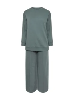 Blauw - Yours Curve Crew Neck Sweatshirt Joggers Set