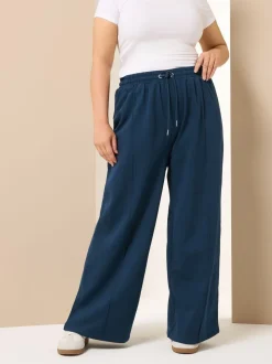Blauw - Yours Curve joggingbroek met wijde pijpen