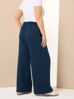 Blauw - Yours Curve joggingbroek met wijde pijpen