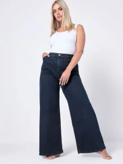 Blauw - Yours Curve Puddle Jeans met wijde pijpen