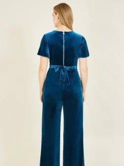 Blauw - Yumi - Jumpsuit met engelenmouwen