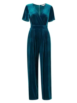 Blauw - Yumi - Jumpsuit met engelenmouwen