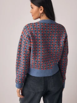 Blauw aardbei - Supersoft Tie Front Knitted Cardigan