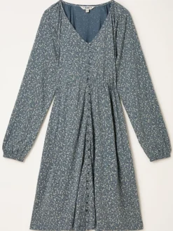 Blauw gebloemd - FatFace - Jersey jurk