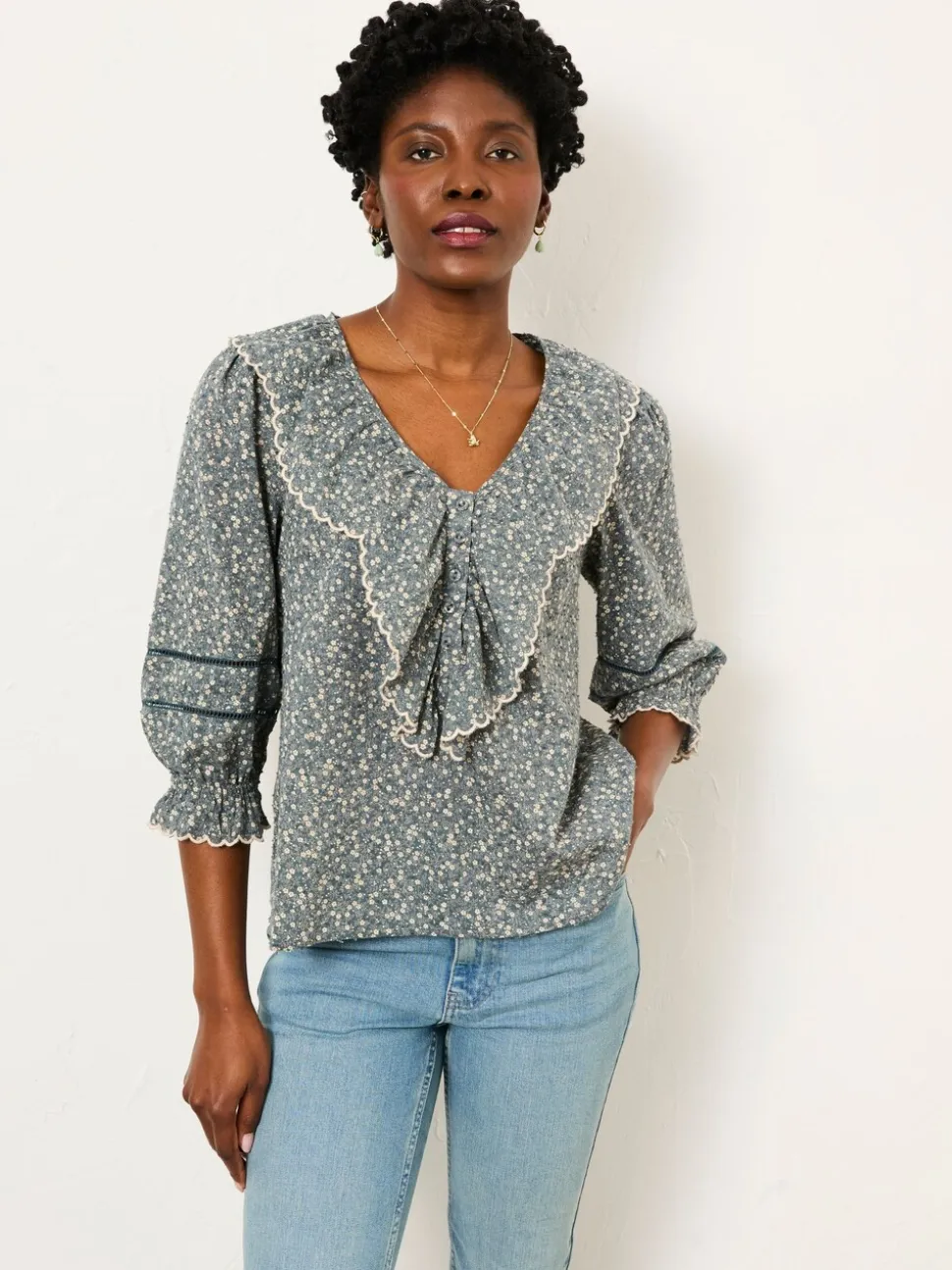Blauw gebloemd - FatFace Blouse