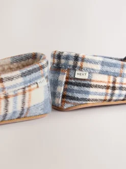 Blauw geruit - Moccasin Brushed Slippers