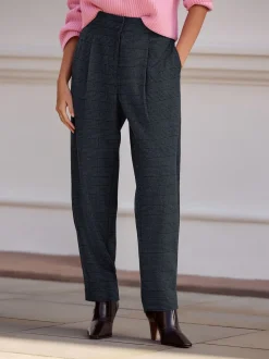 Blauw geruit - N. Premium broek met tonvormige pijpen en wol