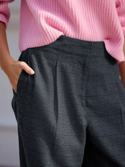 Blauw geruit - N. Premium broek met tonvormige pijpen en wol
