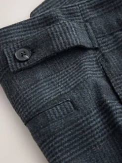 Blauw geruit - N. Premium broek met tonvormige pijpen en wol