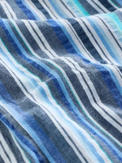 Blauw gestreept - Broek met wijde pijpen en elastische taille