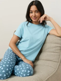 Blauw hart - Pyjama met korte mouwen