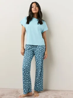 Blauw hart - Pyjama met korte mouwen