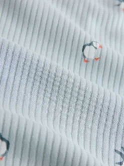 Blauw met papegaaiduiker - Geribbelde pyjama met lange mouwen