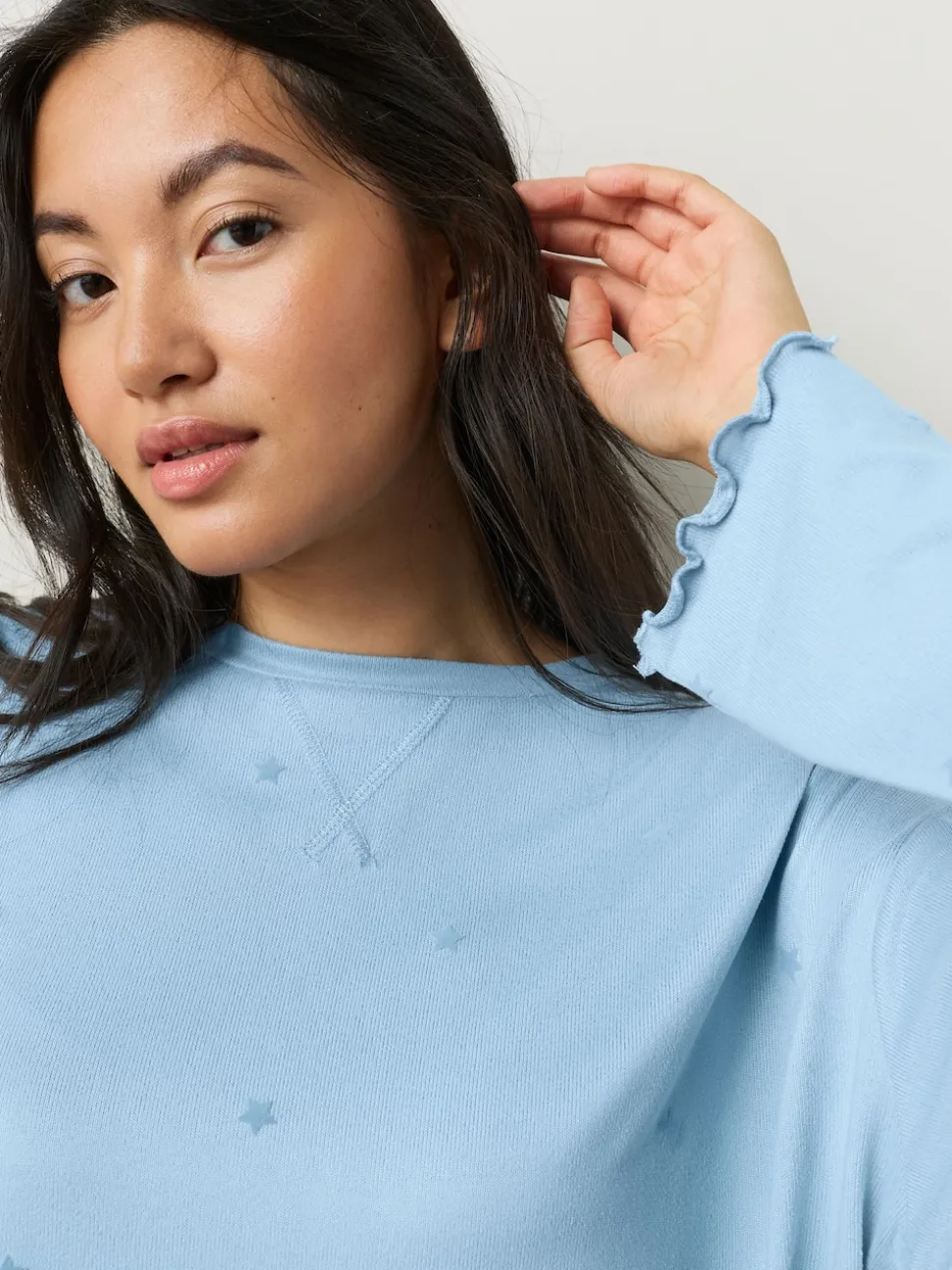 Blauw met sterrenprint - Zachte pyjama met lange mouwen en hartjesprint