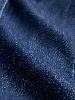 Blauw met wassing - Cinch Waist Fitted Long Sleeve Denim Shirt