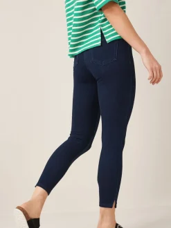 Blauw met wassing - Cropped denim jersey legging