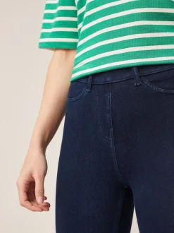 Blauw met wassing - Cropped denim jersey legging