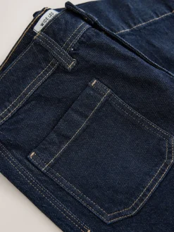 Blauw met wassing - Cropped jeans met opgestikte zakken